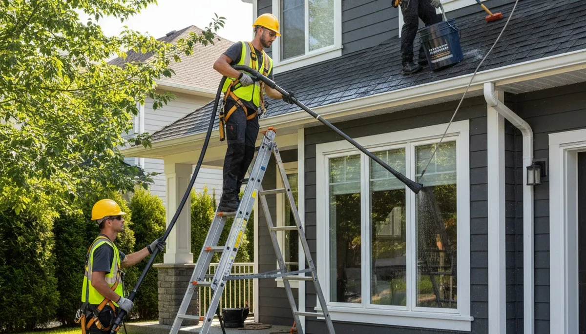 Orlando, FL siding contractor team cleaning gutters for storm-ready Florida home maintenance